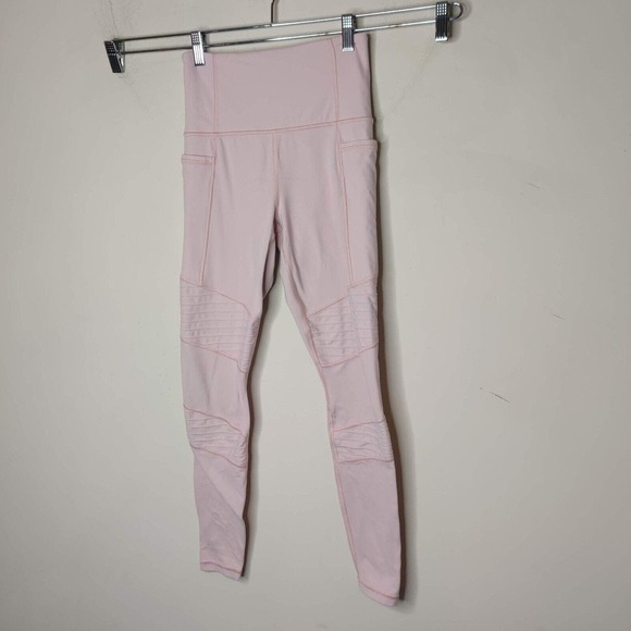 Athleta Powervita Inclination Moto Tights Orchid Pink‎ Side Pocket - Picture 5 of 15